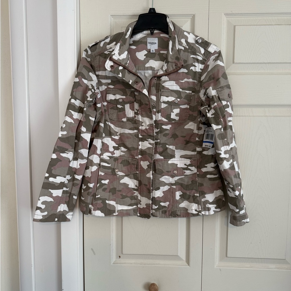 Kensie Women's Camo Utility Jacket - Green and Brown